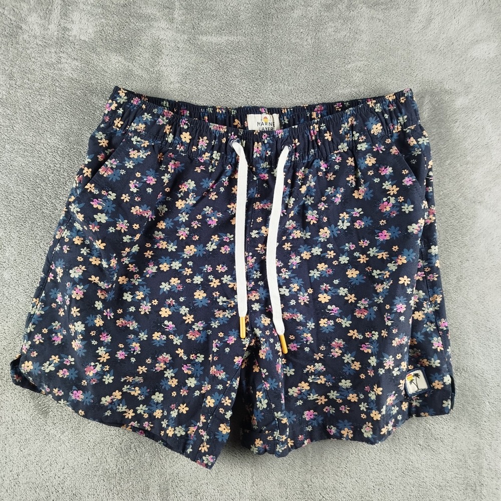 Marine Layer Mens Laird Swim Trunks Small Inseam 5" Drawstring Tropical Floral